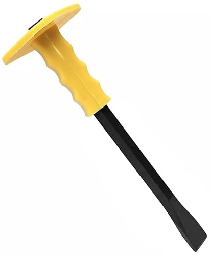 HERO Flachmeißel mit Handschutz Breitmeißel 25x300mm Meißel Betonmeißel Handmeißel Stemmeisen mit extra breiter Schlagfläche Meissel Flachmeissel Abbruchmeissel Maurermeissel Fliesenmeißel Bodenmeißel