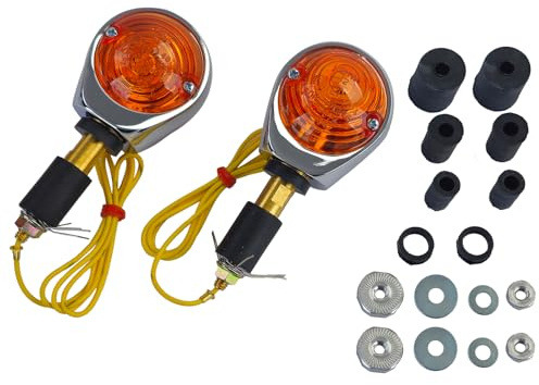 Motorrad Ochsenaugenblinker Lenkerendenblinker Chrom Gelb mit E-Prüfzeichen