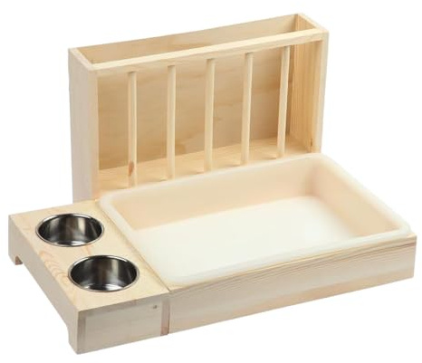 Distributeur de Nourriture pour Lapin | Bol d'eau en Bois pour Petits Animaux - Porte-Foin pour Lapin et Distributeur d'eau | pour Intérieur Extérieur Voyage Cage Maison Furet Hérisson