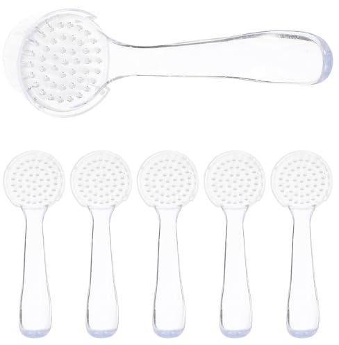 Abaodam Lot de 6 Pinceaux de Manucure en Abs pour Nettoyage des Ongles Tête Ronde et Couvercle, Usage Confortable et Effet de Nettoyage