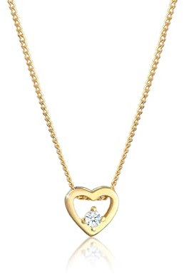 Elli DIAMONDS Halskette Damen Herz Liebe mit Diamant (0.03 ct.) in 585 Gelbgold
