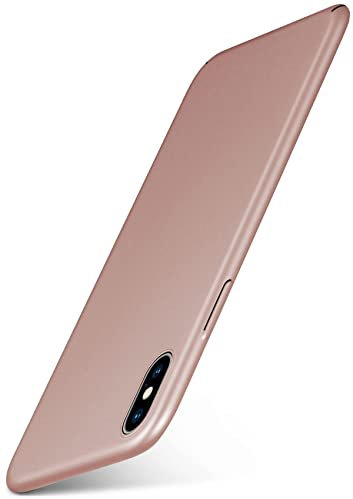 moex Alpha Case für Apple iPhone X/iPhone XS Hülle Ultra Dünn, Schutzhülle mit erhöhtem Kameraschutz, Slim Cover Hardcase Backcover, Dünnste Handyhülle Minimalistisch, Rosegold