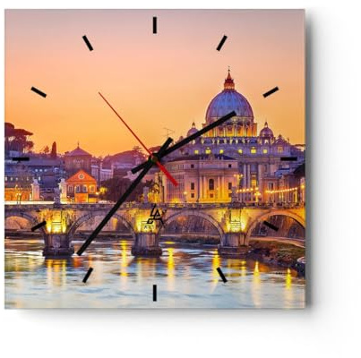 ARTTOR Moderne Glasuhr 30x30cm Quadrat Wanduhr Architektur Städte - 2704