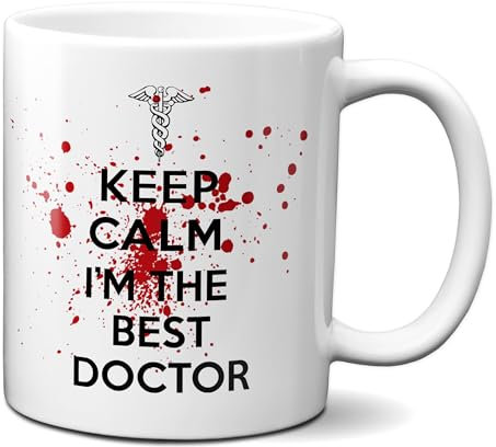Planetacase - Taza Keep Calm I'm the Best Doctor - Regalo para Médicos - Cerámica - Apta para Microondas y Lavavajillas - 330 mL, Mejor Médico, Cerámica