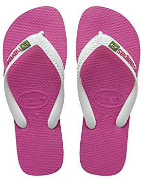 Havaianas Brasil Logo Unisex Adults FlipFlop Hollywood Rose 4.5/5 UK
