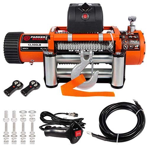 ParkerBrand.com 12V Winch - Heavy Duty - 13,500lbs