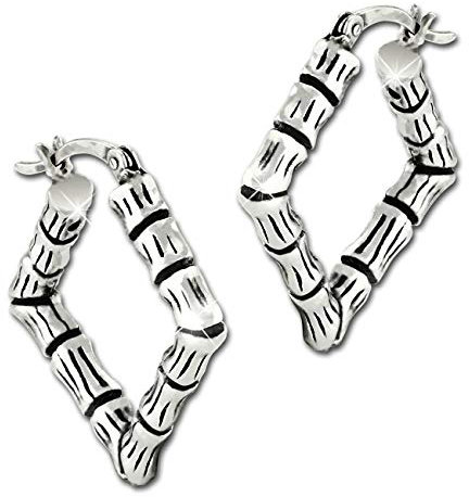 SilberDream Ohrringe Creolen 925 Echt Silber Bambus eckig Damen Schmuck SDO67202 Silber Creole