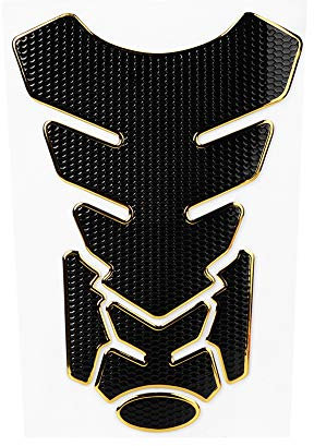 Gorgeri Motorrad-Tankaufkleber, Tankschutz, Tankschutz, Aufkleber für Benzintank, Motorrad, PVC, 3D (Schwarz + Gold)