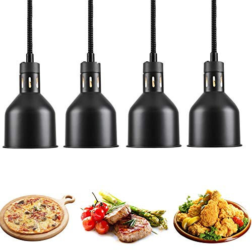 Aprilhp Infrarot Wärmelampe, Lebensmittel Wärmelampe Infrarot-Lampe Speisenwärmer Warmhaltelampe Buffet-Lampe mit Heizbirne de 250W, Essen Wärmer Halten, 3-Packblack
