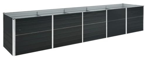 vidaXL Lit Surélevé Pot de Fleurs Bac à Plante Pot de Plante Jardinière Véranda Jardin Balcon Extérieur Acier Galvanisé 400x80x45 cm Anthracite