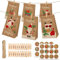 Gxhong Calendario Dell'avvento Kraft Sacchetti Regalo di Carta, Calendario Avvento con 1-24 Adesivi numerici & Clip in Legno, Scatole Regalo di Natale per Bambini Decorazioni Feste