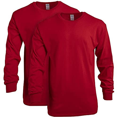 Gildan Unisex's Heavy Cotton Long Sleeve T-Shirt, Style G5400, 2-Pack, Red, XL (Pack of 2)