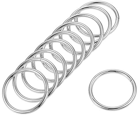 sourcing map 30 Stück O Ringe 1.18(30mm) Metall für Riemen Taschen Gürtel DIY Handwerk Silber Ton, Nicht geschweißt
