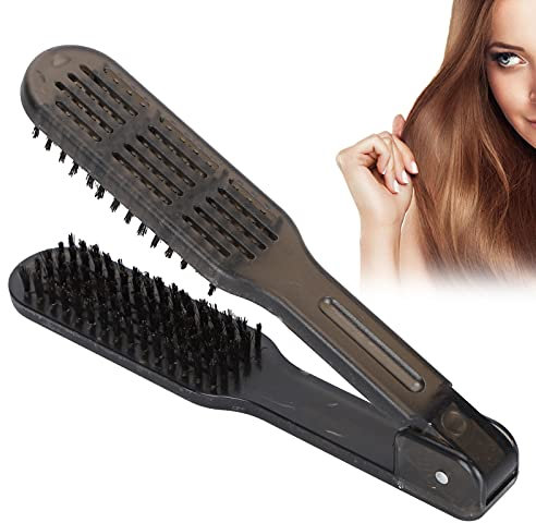 Doppelseitiger Haarglätter Kamm, Haarbürste Haarkamm Glätte Klemme, Hitzebeständige Antistatische Haarentwirrbürste mit Griff, für das Haarstyling