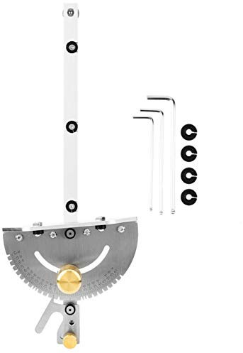 Miter Gauge Brass Handle Table Saw Woodworking Tool High Accuracy with 3Pcs Wrench 27 Angle Stops Table Saw Gauge Rod Woodworking Tool