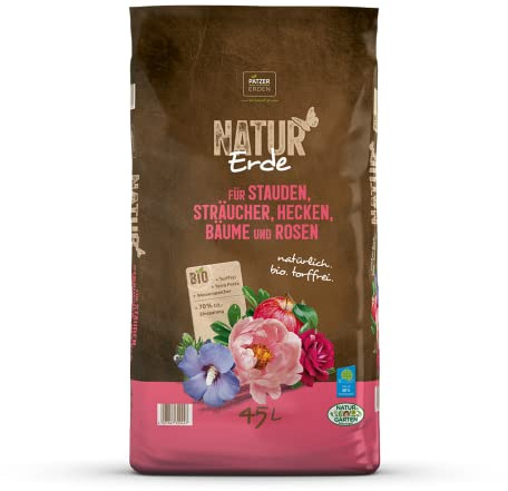 NATUR Erde für Stauden, Sträucher, Hecken, Bäume und Rosen, 45l, Staudenerde, Straucherde, Heckenerde, Baumerde, Rosenerde