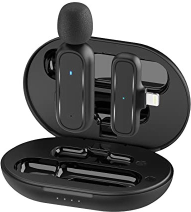 Micro Cravate Sans Fil,Gimpro MC1(A) 2.4GHz【Lightning】Microphone de Poche PLUG&PLAY avec Boîtier de Chargement 3 Modes de Bruitage pour le Vidéo-Télévision en Direct,Micro-Cravate-Sans-Fil