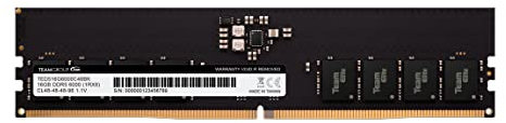 TEAMGROUP Elite DDR5 16GB 6000Mhz PC5-48000 CL48 no ECC UDIMM 288 Pin PC5-48000 CL48 módulo de Memoria RAM Compatible con Intel y AMD TED516G6000C4801