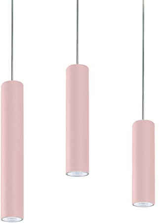 L+ Lampadario cucina moderno, Faretto led soffitto, in metallo, forma cilindro, GU10, da Soffitto, H30cm, diametro 6cm (Rosa, H30 cm)