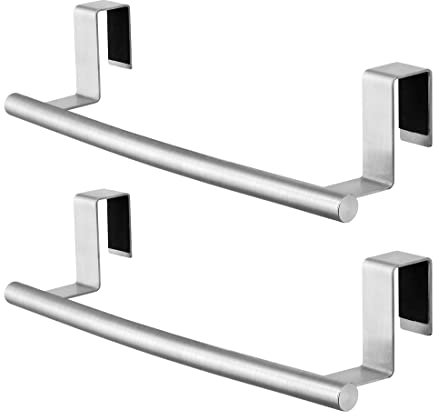 KES Toallero para Puertas Toalleros Acero Inoxidable SUS304 Toallero del Gabinete Toallero sin Taladrar para Cocina Cepillado 2 Piezas, KTH200S26-2-P2