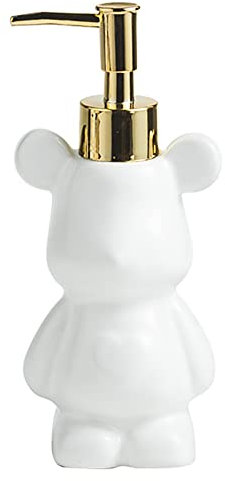 Small Bathroom Soap Dispenser With Pump, Cute Bear-shaped Design, Ceramic Liquid Soap Dispenser (White)