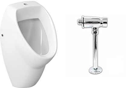 VBChome Set de orinal + válvula de descarga de arriba blanco, moderno, de cerámica, de alta calidad, para orinario, de pared, para orinar, cisterna, lavaplatos a presión