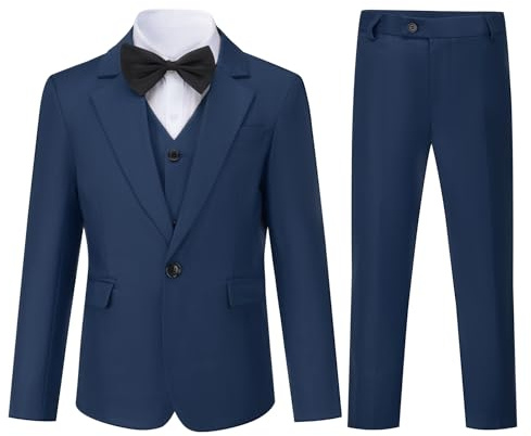 Sliktaa Traje de 3 piezas para niños con cuello de solapa con un botón, trajes para bodas, cumpleaños, fiestas, bailes de graduación, traje de rendimiento, chaleco, pantalones, multicolor