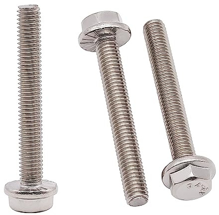 Viti a testa esagonale con flangia seghettata 1/4-20 x 1-1/2, in acciaio inossidabile 304, completamente filettate, filettatura grossa UNC, 20 pezzi