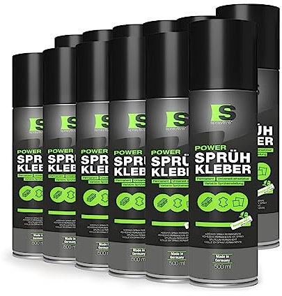 Spraytive 12 x 500ml Power Sprühkleber: Für Textilien, Vlies, Schaumstoff, Leder, Dachhimmel, Teppich, Papier & mehr - Stark permanent haftend mit variabler Sprüheinstellung