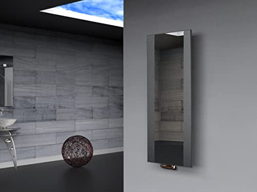 Badheizkörper Design Singapur 2, HxB: 120 x 47 cm, 799 Watt, moonstone-grau/Spiegel (Marke Szagato) Made in Germany/Bad und Wohnraum-Heizkörper (Mittelanschluss Spiegelglas, Echtglas)