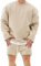 Herren Sweatshirt Sweat Crewneck, Pullover mit Breiten Rippbündchen für Männer in vielen Farben(Beige,XXL)