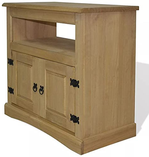 Homgoday Mueble para TV de madera de pino mexicano Corona Range, 80 x 43 x 78 cm, mueble para TV, mueble bajo para TV, mesa de salón, soporte de TV para salón