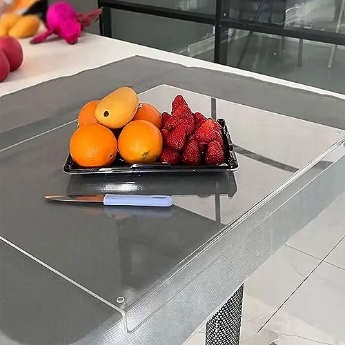 Acrylic Cutting Board, Clear Cutting Board, Acrylic Chopping Board with Lip, Non Slip Cutting Board for Countertop Transparent Counter Edge Chopping Board Worktop Savers for Kitchen, 45x40cm