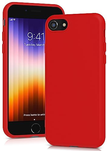 YATWIN für iPhone SE 2022/2020 Hülle, iPhone 8/7 Hülle, Premium Silikon Handyhülle mit Kameraschutz, Seidig-Weicher Berühren Ultra Dünne Stoßfeste Kratzfeste Schutzhülle, Rot