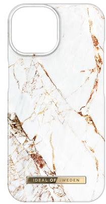 IDEAL OF SWEDEN Bedruckte Handyhülle, niedliches buntes Muster, schützende Abdeckung aus Hartplastik mit Mikrofaserfutter für das iPhone. Kompatibel mit iPhone 15 Pro (Carrara Gold)
