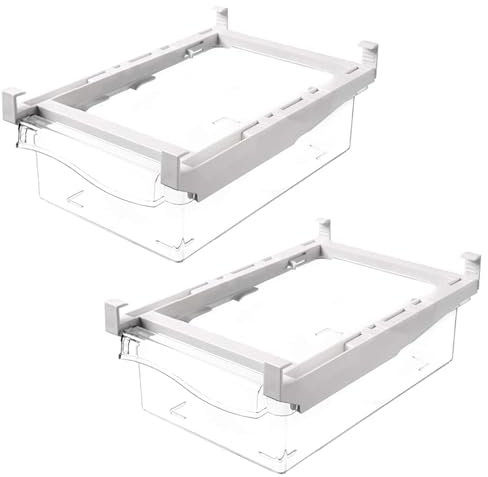 Oceano 2PZ Cassetto Frigorifero Estraibile Organizer per Ripiani Salvaspazio Universale Cassetti Estraibili Ordinati Organizzatori per Frigorifero Contenitore Frutta Verdura Portauova 30x20x9cm (AA)