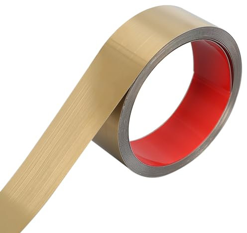 Btstil 6m Leisten & Wandleisten, Selbstklebend Gold Metallisierte Zierleisten Gebürstetem Oberfläche, Edelstahl Dekorative Zierleiste für Wand, Spiegel, Möbeldekor (5cm)