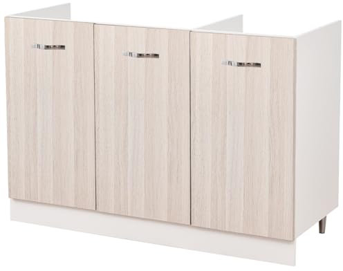 Shally Dogan Mobile Sottolavello per Cucina 3 Ante componibile Mobiletto base da 120 per lavello (120 x 50 x 85 cm, Olmo)