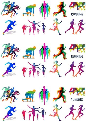 27 Stand Up Runner Running Themed Edible Wafer Paper Cake Toppers Decorations