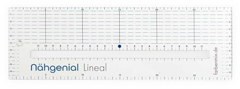 Farbenmix Nähgenial Lineal Stylefix, Nählineal mit Ausschnitt, 30 x 10 cm, 3 mm dick, perfekt zum Taschennähen und als Geschenk für die Freundin