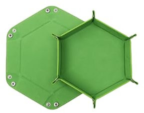 Würfelteller, Würfeltablett Klappbar Hexagon PU Leder Samt Halter für Dungeons and Dragons RPG Spiele - Faltbares Sechseck-Würfelspiel-Tablett (Grün)