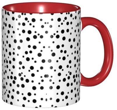 Red Classic Mugs ceramic mug Suitable for cappuccino, latte, cereal, yogurt, milk, hot or cold drinks Micro-wave oven Black And White Polka Dot Pattern