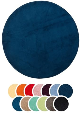 liebling Badteppich, 100% Polyester - Mikrofaser, Serie Santos, Ø 110 cm,1500 g/m², 30 Grad waschbar, Farbe: dunkelblau