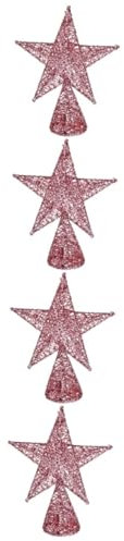 Warmhm 4 Stück Weihnachtsbaum-Pentagramm Weihnachtsdekorationen Dekorative Gegenstände Goldene Stern-baumspitze Weihnachtsstern Topper Rustikale Baumspitze Schmiedeeisen Rosa