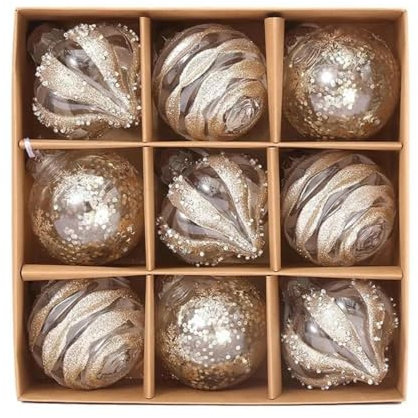9 pezzi Palline di Natale Squisito Champagne Oro rosa Palla decorativa Albero di Natale Ornamento da appendere Decorazioni per feste di Natale-Champagne-Altro