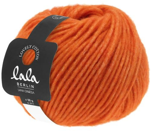 LANA GROSSA Lovely Cotton lala Berlin | Soffilo mit Baumwolle | Handstrickgarn aus 75% Schurwolle (Merino) & 25% Baumwolle | 50g Wolle zum Stricken & Häkeln | 90m Garn