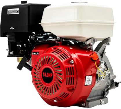 TESUGN 15 PS Benzinmotor 4 Takt 420CC Standmotor Kartmotor Industriemotor, Luftgekühlter Einzylinder-Kartmotor Industriemotorleistung 9700W für Go Kart, Rasenmäher 3600rpm, mit Ölalarm