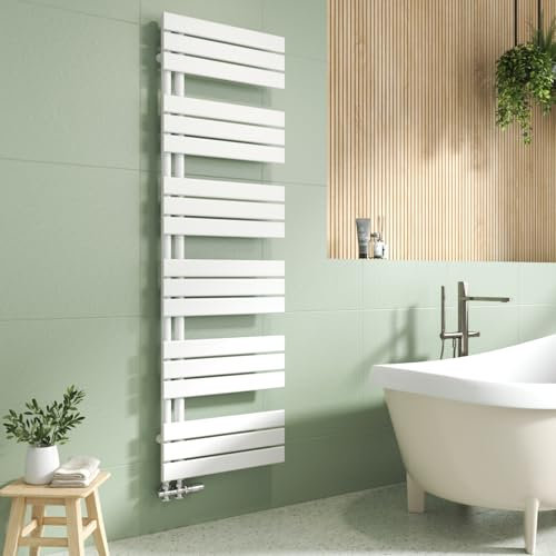 EMKE Handtuchheizkörper Seitenanschluss 1599x500 mm, Badheizkörper Handtuchhalter Handtuchwärmer Handtuchtrockner Badezimmer Heizkörper Flach Handtuchheizung Weiß 794 Watt