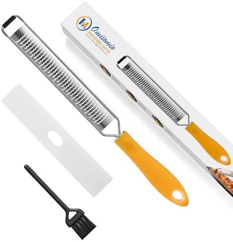 OIM Omiiomio Lemon Zester & Heavy Duty Cheese Grater & Vegetable Grater — Parmesan Cheese Lemon, Garlic, Nutmeg, Chocolate, Fruits, Vegetables, Ginger - Cheese Shredder & Stainless Steel Grater