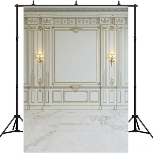 Einfache weiße goldene Rahmen Wandfotografie Hintergrund, Brautdusche Dekoration Banner Porträt Studio Requisiten 180X120cm